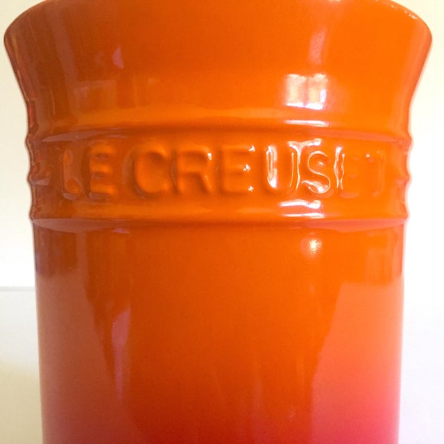 Le Creuset Volcanic Orange Red Stoneware Ceramic Utensil Holder Crock