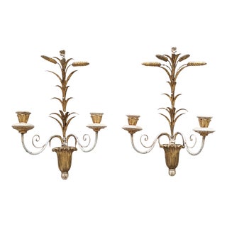 Early 20th Century Italian Giltwood Candle Sconces - a Pair For Sale