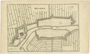 Antique Map of the City of Muiden by Merian, 1659