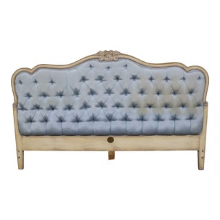 Louis XV Style Carved Cream Tufted Kingsize Headboard For Sale