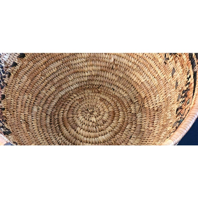 Vintage Native American Style Handwoven Coiled Basket With Geometric Design, C. 1960 For Sale - Image 11 of 12