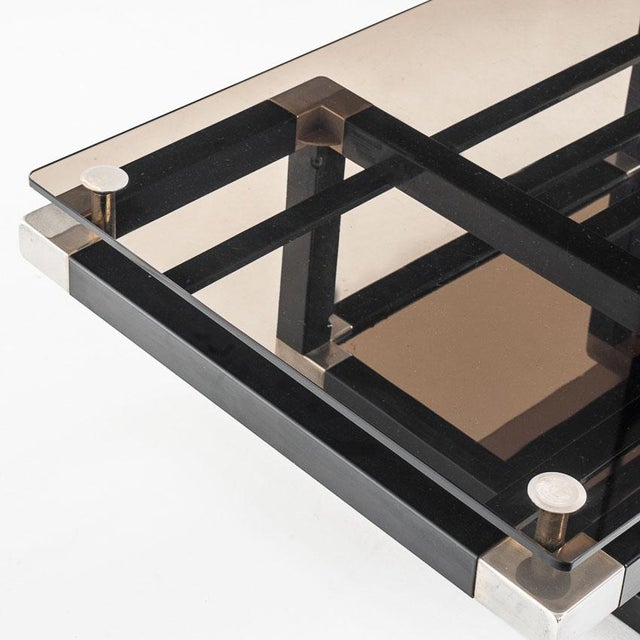 Iron and Smoked Glass Coffee Table, France, 1980s For Sale - Image 9 of 18