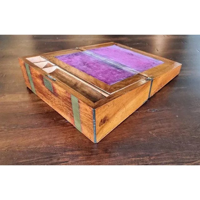 Antique English Victorian Era Travel Desk Writing Slope Box For Sale - Image 4 of 12