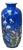 8" Vintage Bright Cobalt Blue Flower Bird Enamel Porcelain Art Vase For Sale