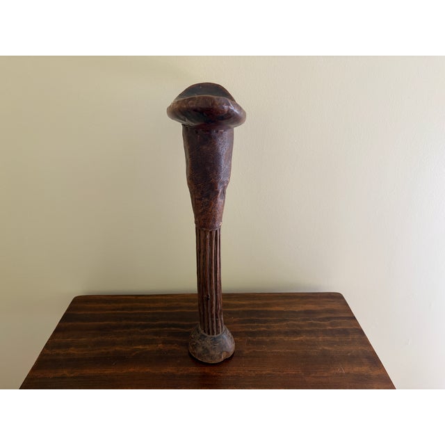 Vintage East African Carved Wood and Leather Pastoralist Headrest Stool For Sale - Image 11 of 14