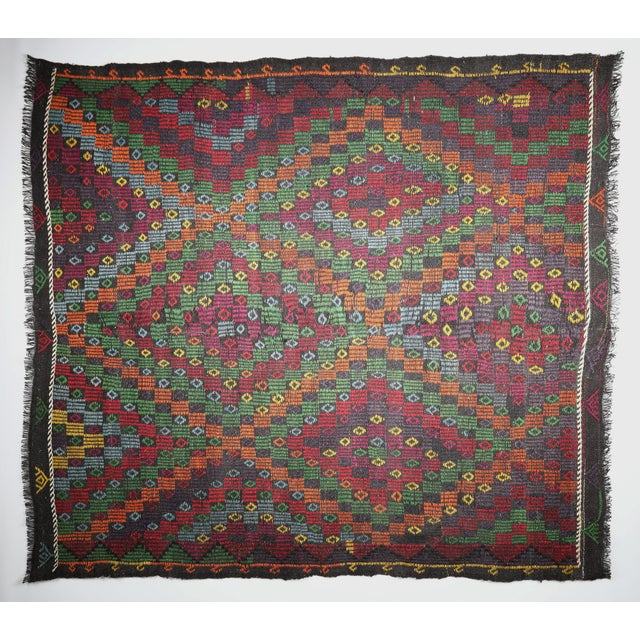 Contemporary Vintage Nomadic Kilim Rug-6’6’x7’5" For Sale - Image 3 of 14