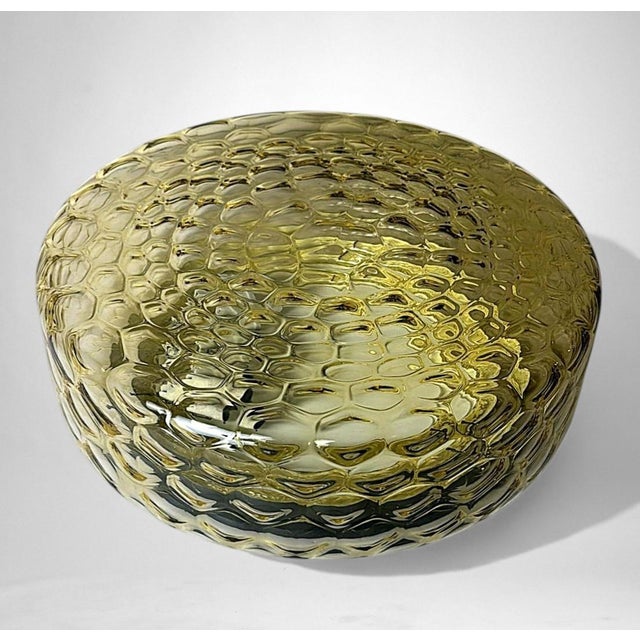 Mid 20th Century Murano Italian Mid-Century Manufacture Amber Bubble Glass Ceiling Mount For Sale - Image 6 of 18