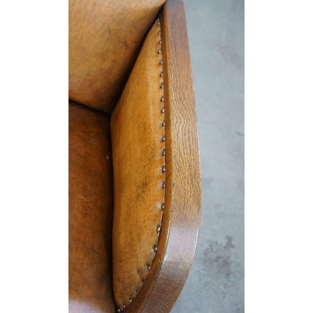 Brown Art Deco Club Chair in Sheep Leather For Sale - Image 8 of 15