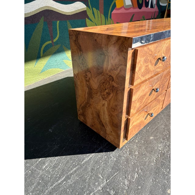 Metal Postmod Faux Burl & Chrome Niner For Sale - Image 7 of 11