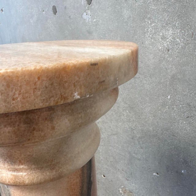 Vintage Blush Marble Column Pedestal #1 For Sale - Image 9 of 10