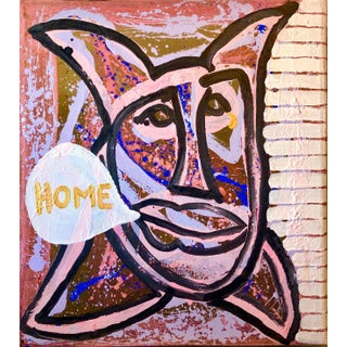 Robin Winters, Conceptual Pop Art Color Mixed Media Painting "Home" Brooke Alexander Gallery, 1986 For Sale