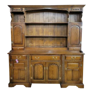 1950s Old Charm Collection by Wood Bros Furniture Oak Paneled Door Dresser and Rack
