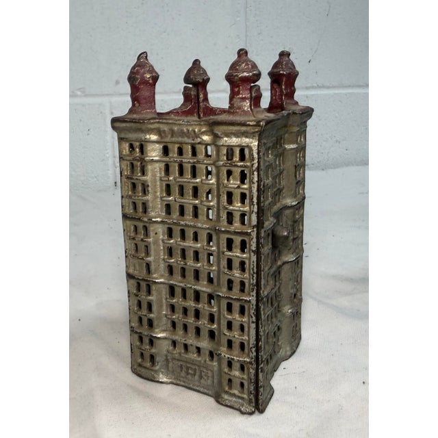 Gray Antique a.c. Williams Cast Iron Skyscraper Coin Still Bank Made in Ohio 1900-20s For Sale - Image 8 of 10