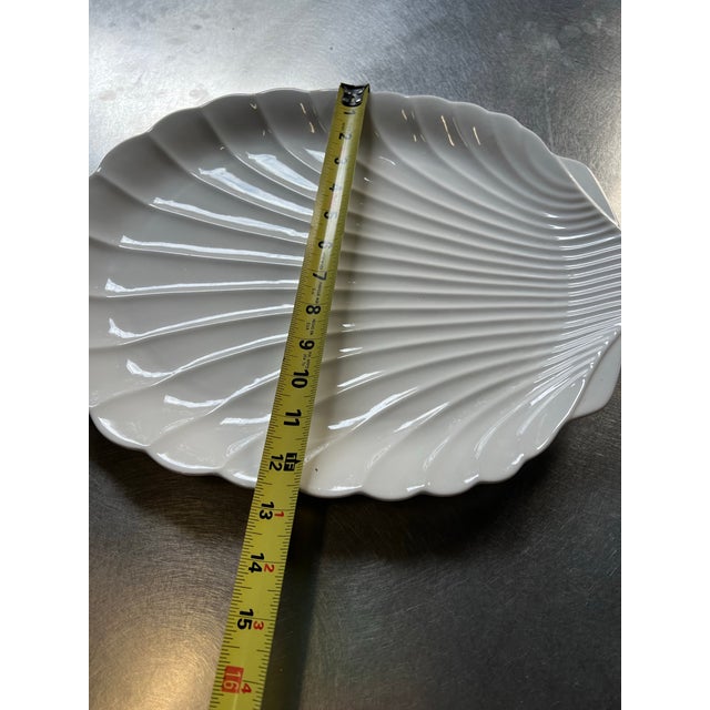 Coastal Vintage White Ceramic Seashell Style Platter For Sale - Image 3 of 6