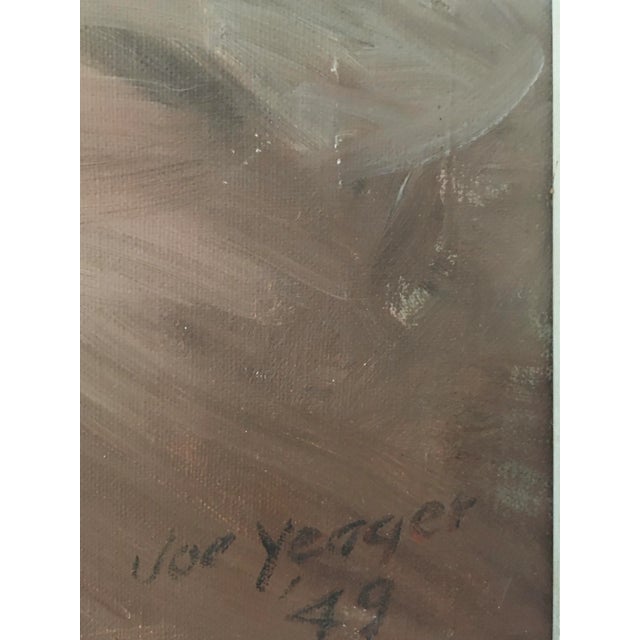 Teal Portrait of a Lady, Joe Yaegar Oil Painting, Framed For Sale - Image 8 of 10