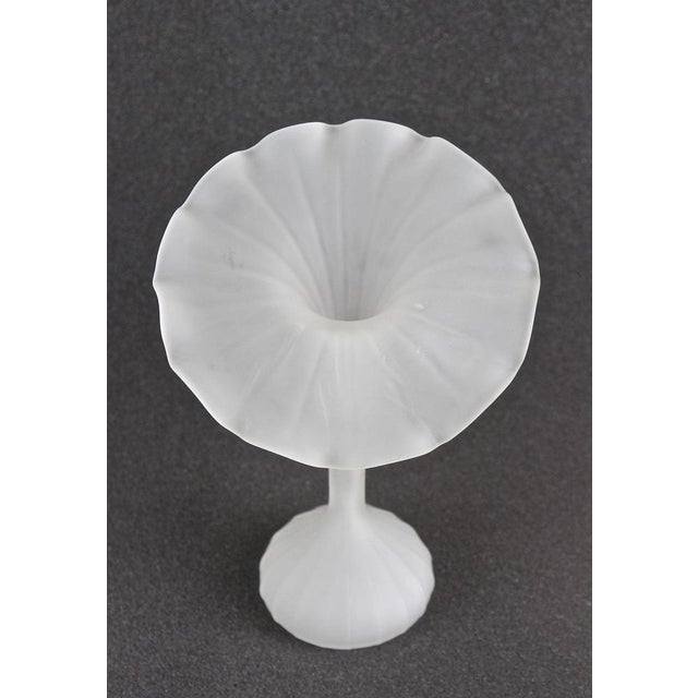 Charming example of a white mid century "Jack In The Pulpit" glass vase from the period around 1960 in France. This...
