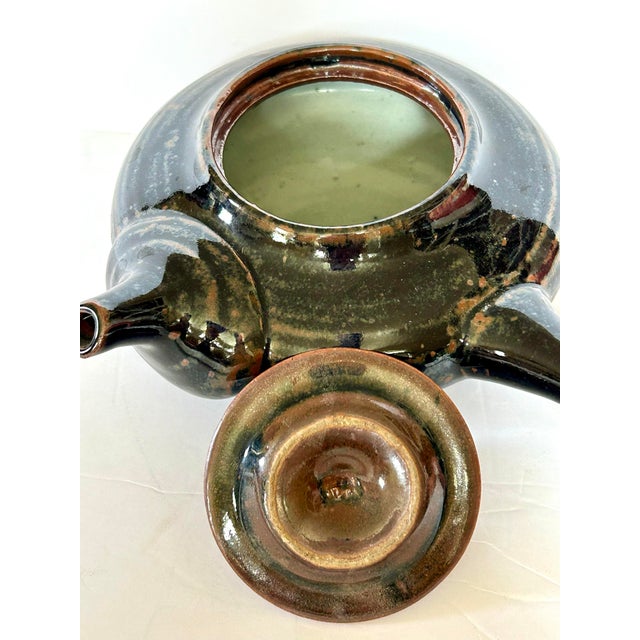 Mid-Century modern side-handled teapot (styled similarly to a traditional Japanese kyusu). The "LA PAZ" stamp on the...