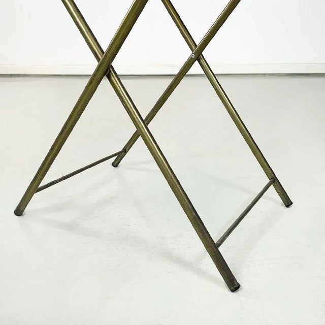 Mid-Century Modern Italian Brass Structure and Crystal Top Service Table, 1960s For Sale - Image 10 of 13