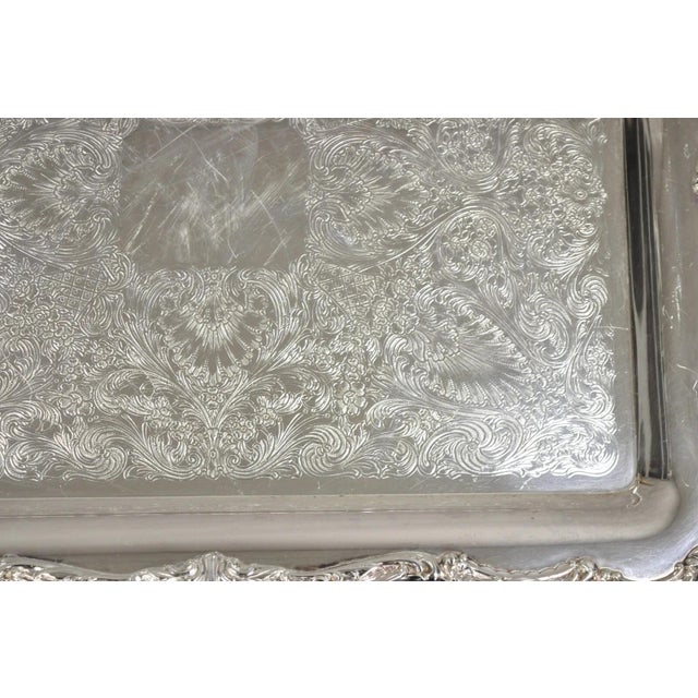 Metal Vintage Wm Rogers Silver Plated Victorian Twin Handle Serving Platter Tray For Sale - Image 7 of 10