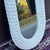 Vintage Petite White Painted Woven Wicker Rattan Framed Oval Mirror For Sale - Image 9 of 11