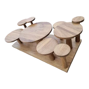 Modern Geometric Dark Walnut Anvil Coffee Table Styled After Noir