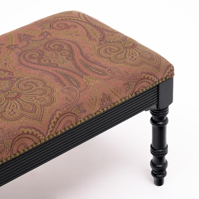 Pair of French Napoleon III Style Mahogany Upholstered Storage Benches, Circa 1900 For Sale - Image 4 of 9