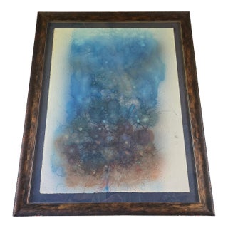 Mid Century Modern Abstract W C Painting Sky Blue For Sale