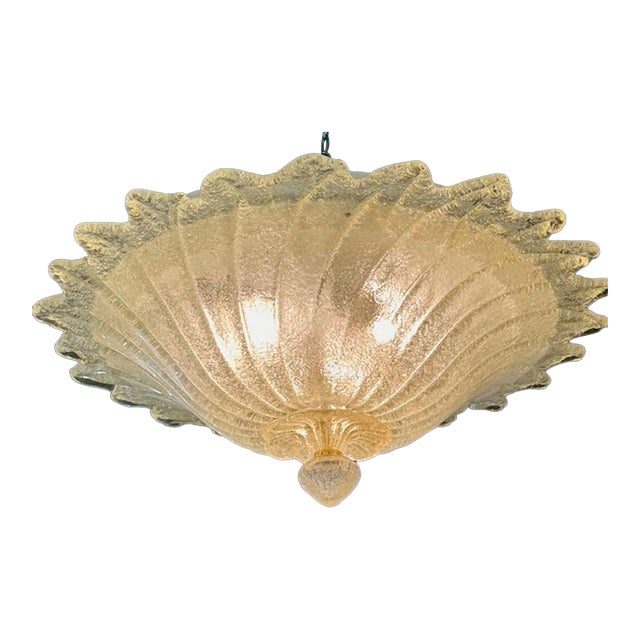 Modern Gold Murano Glass "Granola" Glass Flush Mount For Sale