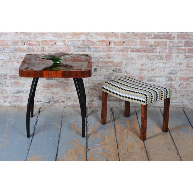 Czech Art Deco Upholstered Walnut Ottoman, 1920s For Sale - Image 10 of 12