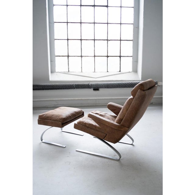 Set of Vintage Swing Armchair and Stool in Leather by Reinhold Adolf for COR, 1970s For Sale - Image 10 of 17