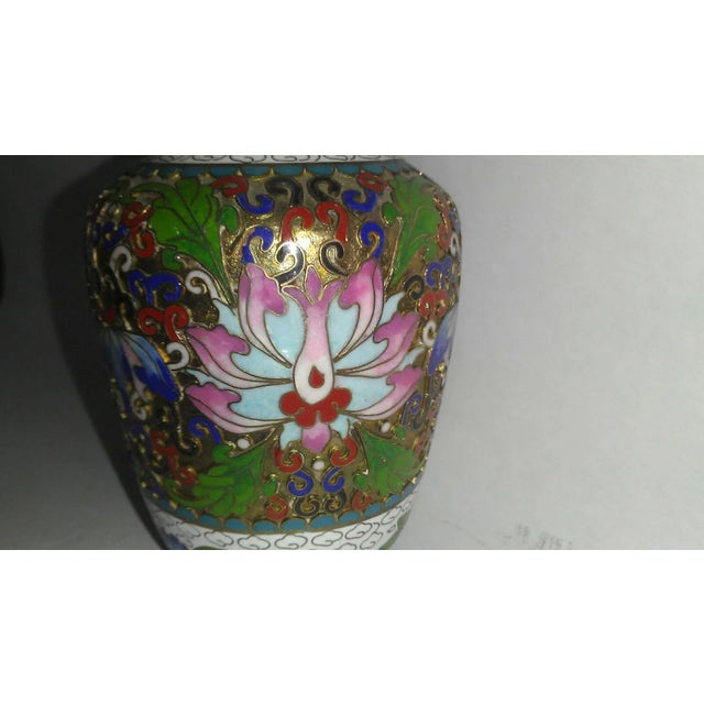 Chinese Early 20th Century Chinese Open Work & Cloud Diaper White Cloisonne Vase For Sale - Image 3 of 6