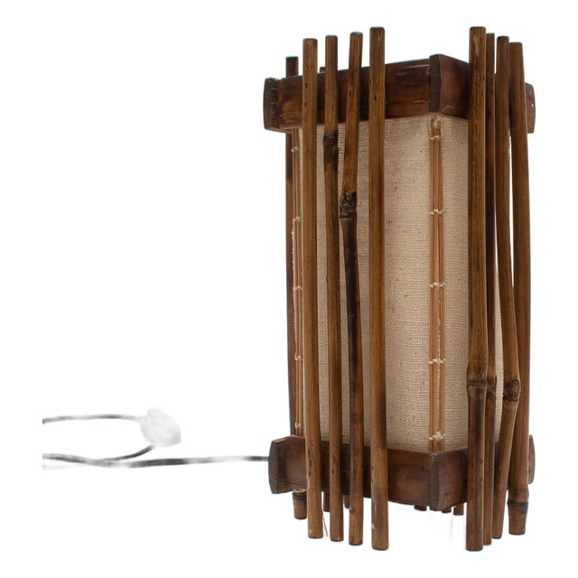 Bamboo Table Lamp in the style of Louis Sognot, 1970s-1980s For Sale
