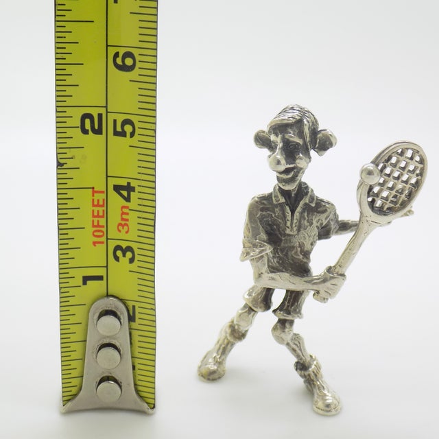 Vintage Italian Silver 800 Cartoonish Tennis Player Figurine by Raspini, Arezzo, 1970s For Sale - Image 12 of 13