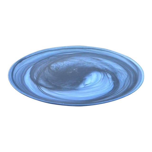 1980s Alabaster Glass Artistic Accents Black Swirl Dinner Plate Chairish