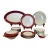 Limoges Porcelain Dinner Service 26 P. For 9, Ruby Red & Gilt Frieze, Circa Mid-20th Century For Sale