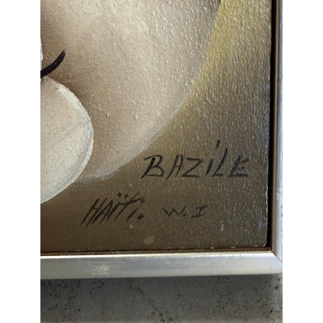 1990s Whimsical Painting by Haitian Artist Signed Bazile after Laurent Casimir For Sale - Image 14 of 18