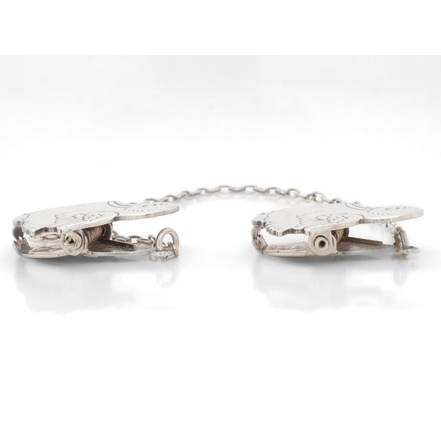 Antique Edwardian Webster Sterling Silver Figural Duck Child's Bib Holder - a Pair For Sale - Image 13 of 14