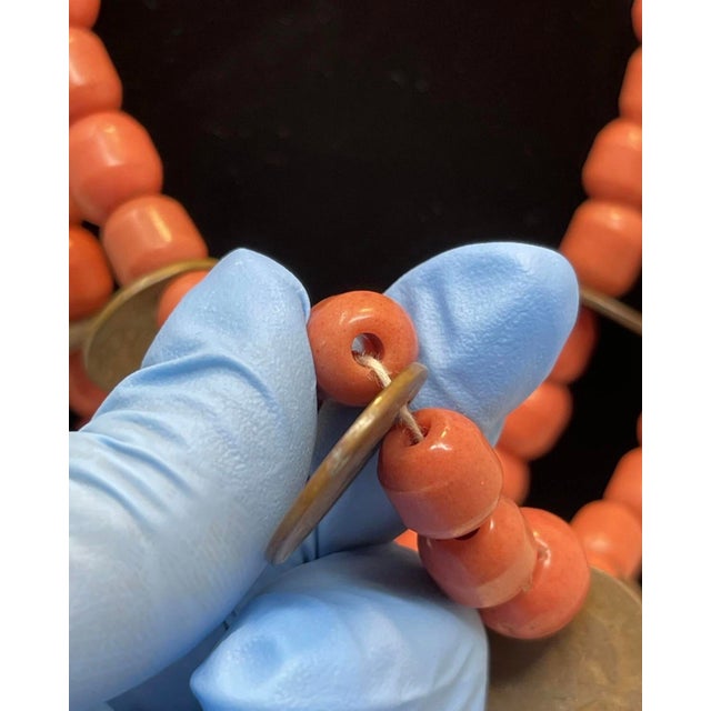 1960s South American Ecuador Chachal Barrel Bead Coin Necklace. South American Vintage Jewelry For Sale - Image 9 of 15