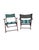 Textile Mid 20th Century Folding Patio Chairs Pair – Stained Wood With Green & White Canvas, A Pair For Sale - Image 7 of 12