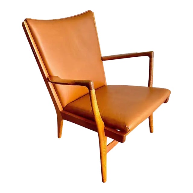 Vintage Hans Wegner Ap-16 Lounge Chair in Oak & Cognac Leather, 1951 For Sale