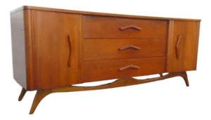 Young Manufacturing Mid 20th Century Curved Boomerang Dresser Sideboard 6171