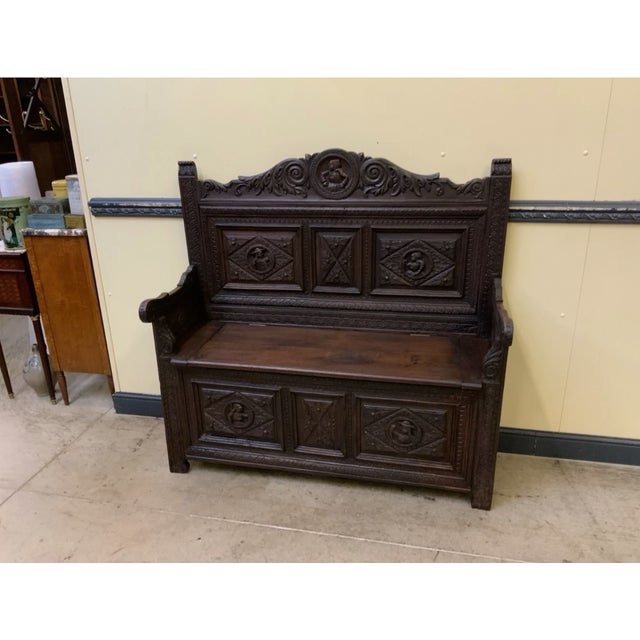 Antique Breton Chest Bench, 1860 For Sale - Image 10 of 10