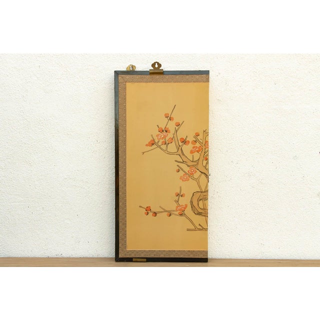 Wood Vintage Japanese Kacho-Ga Painted Folding Screen For Sale - Image 7 of 9