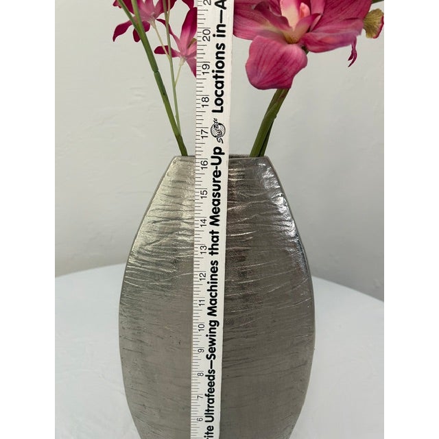 Modern Elegant Silver Vase With or Without Orchids For Sale - Image 3 of 5