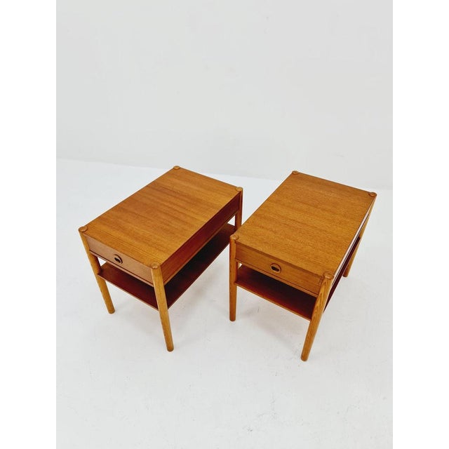 Brown Mid-Century Danish Teak and Oak Bedside Tables, 1960s, Set of 2 For Sale - Image 8 of 12
