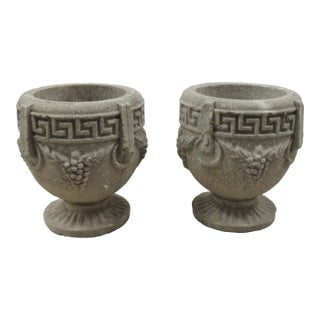 Vintage Stone Garden Urns Ornaments/Planters - Set of 2 For Sale