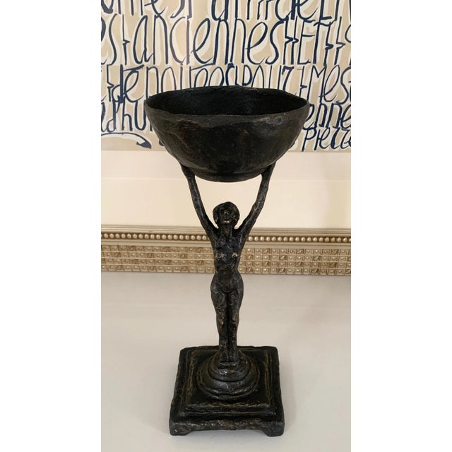 Bronze Female Figure Holding a Cup For Sale In Los Angeles - Image 6 of 9