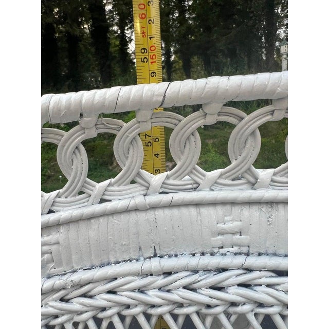 1970s Emmanuel Peacock Throne Chair, White Wicker With Cushion For Sale - Image 14 of 18