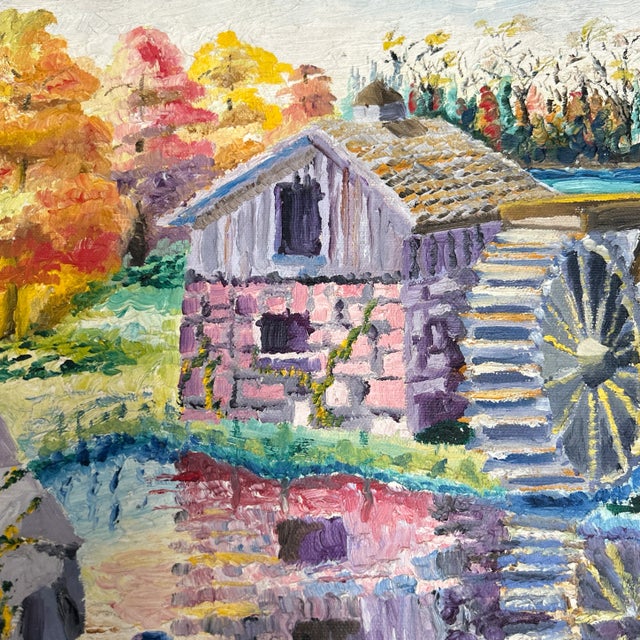 1970’s original impressionist water mill landscape painting. Measures 12x10 or 16.5x14.5 framed. Check out my shop Robins...