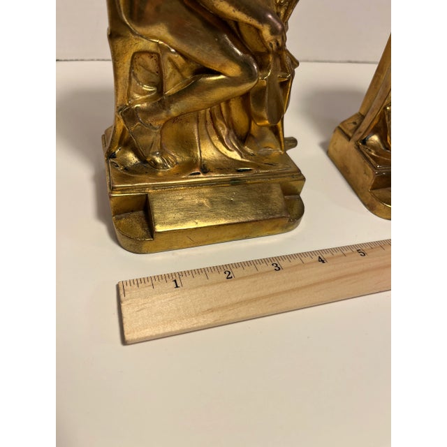 1920's Art Deco Pompeian Bronze Music Bookends “The Cellist” - a Pair For Sale In Los Angeles - Image 6 of 10